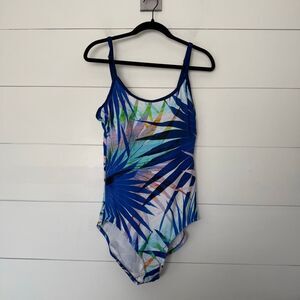 Maxine of Hollywood Women’s 14 Blue Tropical One Piece Swim